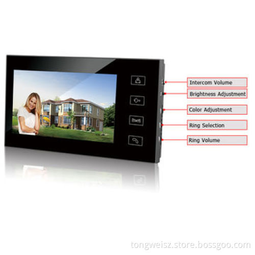 7-inch home automation system with touch key and 700TVL CMOS camera white and black